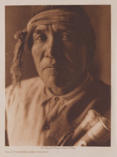 Tsola (Chipmunk), guvernør i Jemez af Edward S. Curtis