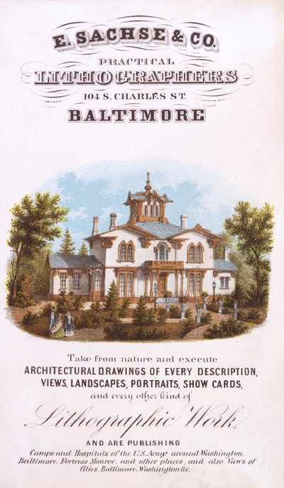 E. Sachse und Co., Practical Lithographers, 104 S. Charles St., Baltimore, (litografi [varekort]) af Edward Sachse