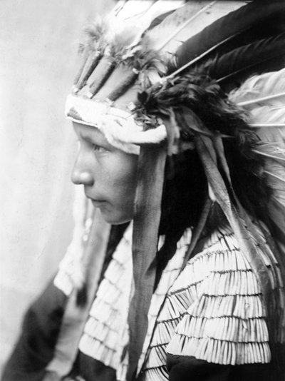 Cheyenne-pige, The Daughter of Bad Horse (profil), ca. 1905, foto Edward S. Curtis af Edward Sheriff Curtis