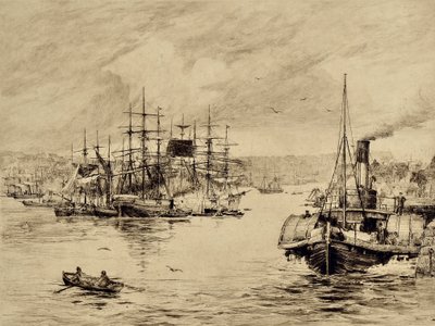 The Tyne: At Shields, ca. 1880 (ætsning) af Edward Slocombe