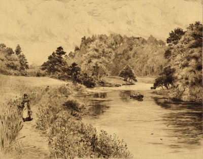 The Wear: The Wear Near Durham, ca. 1880 (ætsning) af Edward Slocombe