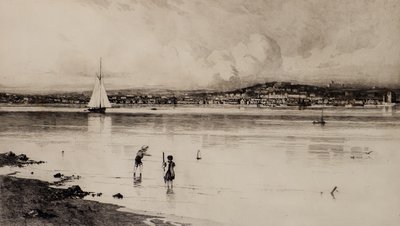 Broughty Ferry fra Tayport (ætsning) af Edward Smith Hodgson