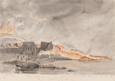 Vesuvs udbrud, 1794 (blyant og wc på papir) af Edward Swinburne