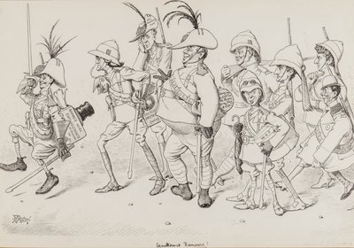 Dan Leons Light Horse, herunder karikaturer af Henry Irving, Beerbohm Tree, R.B., W.S. Penley, Forbes Robertson og E.P., til Punch, november 1902 af Edward Tennyson Reed