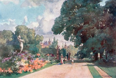 Hannover - Herrenhausen (farvelitografi) af Edward Theodore Compton