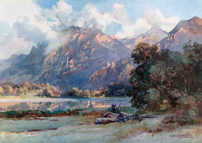 Neuschwanstein og Hohenschwangau (farvelitografi) af Edward Theodore Compton