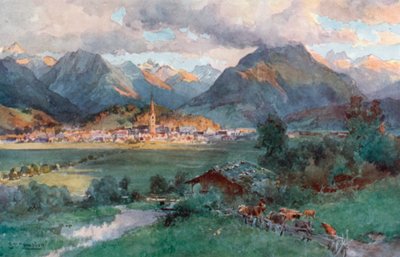 Oberstdorf (farvelitografi) af Edward Theodore Compton