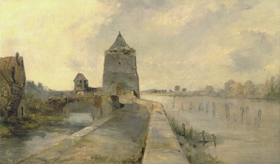 Rhinen i Konstanz (Konstanz-am-Rhein) ca. 1830 (olie på lærred) af Edward Thomas Daniell