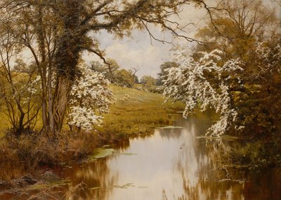 Where Spreading Hawthorns Gaily Bloom (olie på lærred) af Edward Wilkins Waite