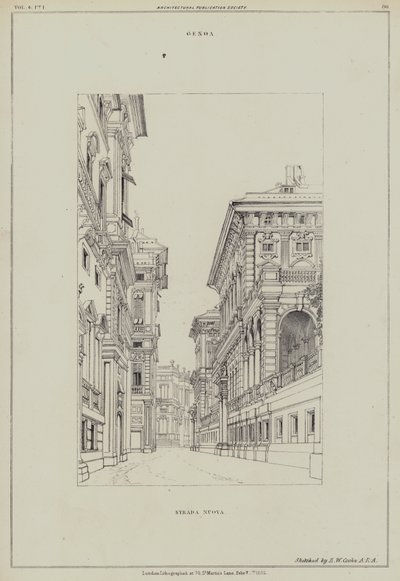 Strada Nuova, Genova, Italien (litho) af Edward William (after) Cooke