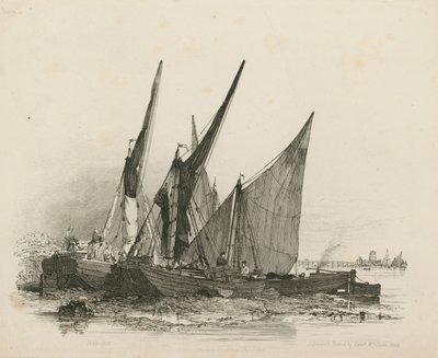 Pramme på Themsen af Edward William Cooke