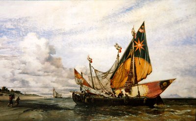 Strandscene af Edward William Cooke