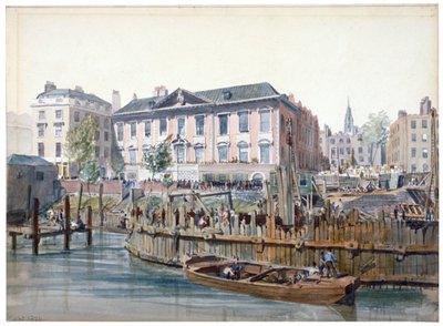Konstruktion af London Bridge, 1826 af Edward William Cooke
