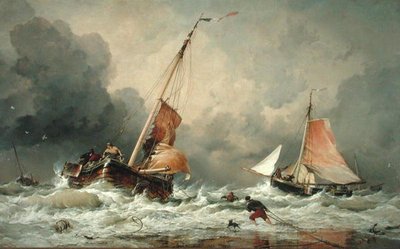 Hollandske Pincks ankommer og forbereder sig på at komme til søs, når tidevandet vender tilbage af Edward William Cooke