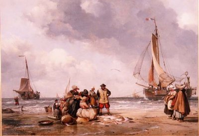 Fiskere, der tæller fangsten af Edward William Cooke