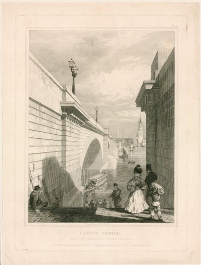 New London Bridge fra den øverste trappeafsats nær Tooley Street af Edward William Cooke