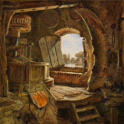 Rembrandts fars mølle, 1843 af Edward William Cooke