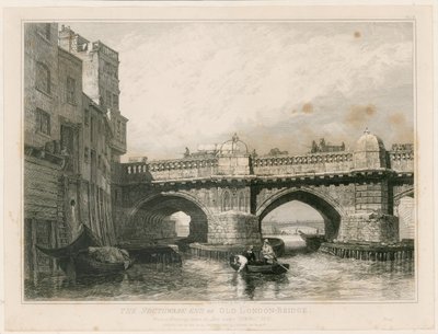 Southwark End af Old London Bridge af Edward William Cooke