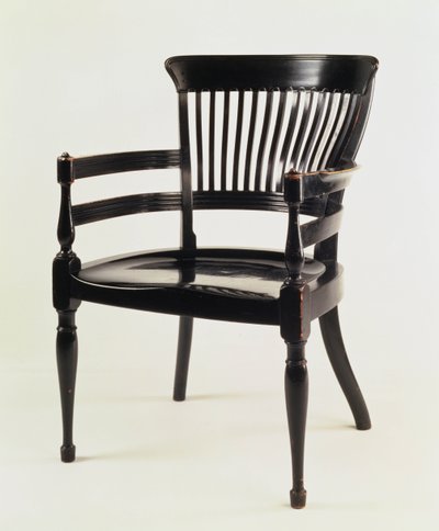 Lænestol, fremstillet af James Peddle, ca. 1880 (eboniseret træ) af Edward William Godwin