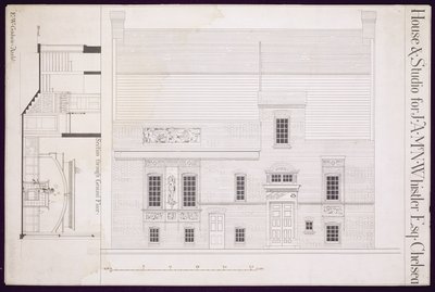 Design for House og Studio for J.A.M. Whistler Esq, Chelsea, ca. 1877-78 (se også 176477) af Edward William Godwin
