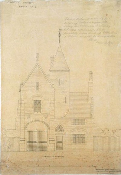 Front Elevation af Castle Ashby, Lodge No.2 af Edward William Godwin