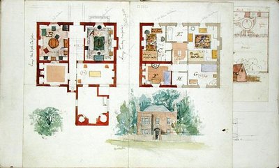 Forslag til et hus (akvarel og blyant på papir) af Edward William Godwin