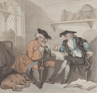 En kollegiescene eller et frugtesløst forsøg på pungen af gamle firkantede tæer, 1. august 1787. af Edward Williams