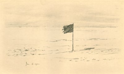 Black Flag Camp. - Amundsens sorte flag inden for nogle få kilometer fra Sydpolen, 1912, 1913 af Charles Edward Wilson
