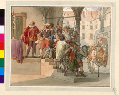En deputation af østrigske protestanter står foran kejser Ferdinand II. 1619 (Sturm-petition) af Edward von Steinle
