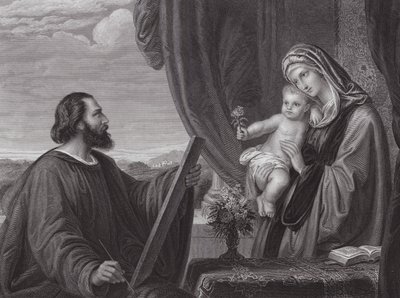 Sankt Lukas og Jomfru Maria (kobberstik) af Edward von Steinle