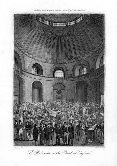 Rotunden i Bank of England, London, 1804. af Edwards