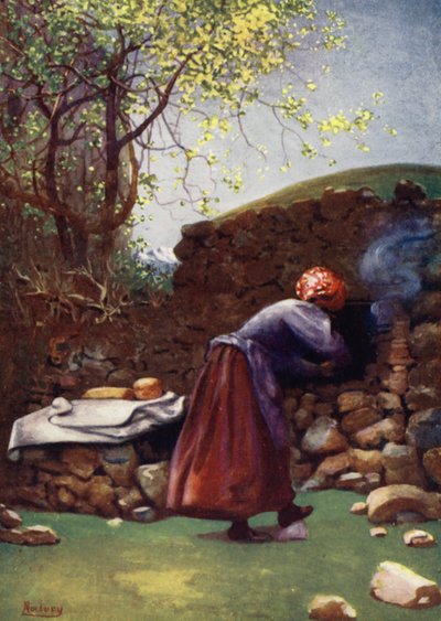 Korsika: Bageovn, Aleria (farve litho) af Edwin Arthur Norbury