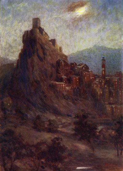 Korsika: Corte, citadellet (farve litho) af Edwin Arthur Norbury
