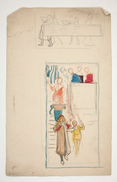 En procession - uidentificeret illustration til et skuespil(?) af Edwin Austin Abbey