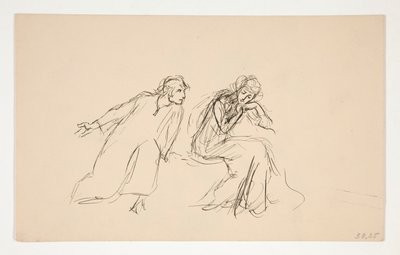 Angelo og Isabella (studie til .1104) - akt II, scene IV, mål for mål af Edwin Austin Abbey