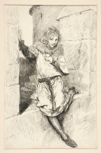 Arthur - IV. Akt, Scene III, Kong John af Edwin Austin Abbey