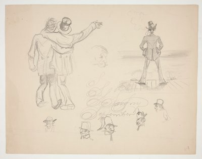 Assorterede mandlige figurstudier af Edwin Austin Abbey