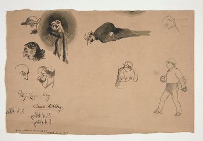 Assorterede figurstudier (recto og verso) af Edwin Austin Abbey
