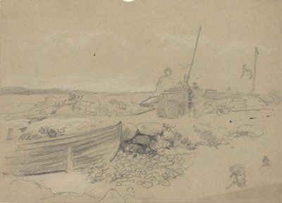 Strandscene med dory af Edwin Austin Abbey
