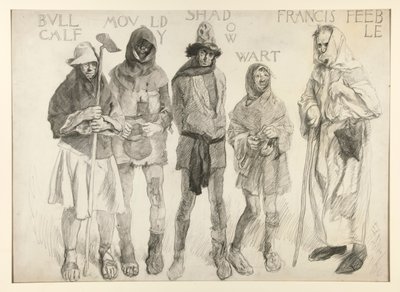 Før Justice Shallow af Edwin Austin Abbey