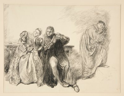 Bianca og Lucentio, fra Act III, Scene I, Taming of the Shrew af Edwin Austin Abbey