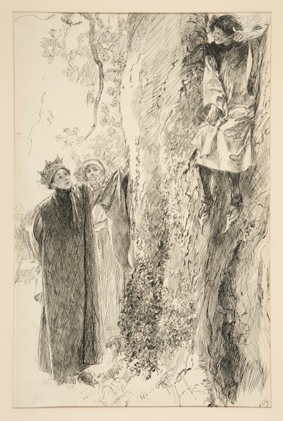 Biron og kongen, fra akt IV, scene III, kærlighed af Edwin Austin Abbey