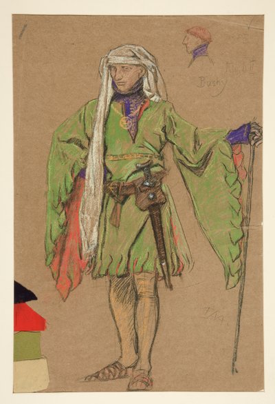 Busket, kostumeskitse til kong Richard II af Edwin Austin Abbey