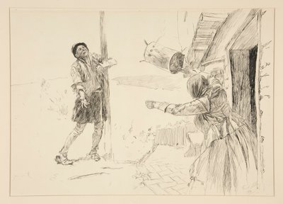 Christopher Sly, illustration til Introduktion, Scene ii, Taming of the Shrew af Edwin Austin Abbey