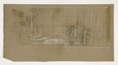 Kompositionsstudie til The Departure, fra The Quest of the Holy Grail (en serie på femten malerier til Boston Public Library, afsluttet i 1901) af Edwin Austin Abbey