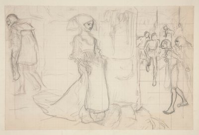Kompositionsstudie til maleriet Faust og Margaret af Edwin Austin Abbey
