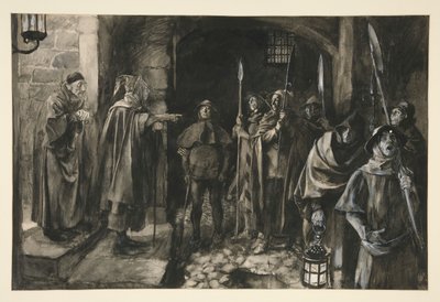 Dogberry og hans kammerater med et ur - Act III, Scene III, Much Ado About Nothing af Edwin Austin Abbey