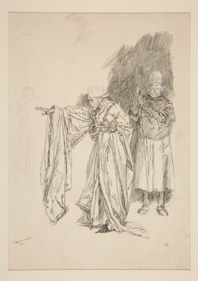Tidlig undersøgelse for King - Act II, Scene III, All af Edwin Austin Abbey