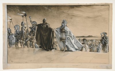 Enter Theseus, illustration til 1. akt, Scene i, Skærsommernat af Edwin Austin Abbey