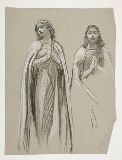 Figurstudier til The Golden Tree(?), fra The Quest of the Holy Grail (en serie på femten malerier til Boston Public Library, færdiggjort i 1901) af Edwin Austin Abbey